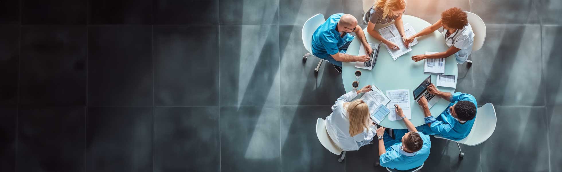 medical team sat on table